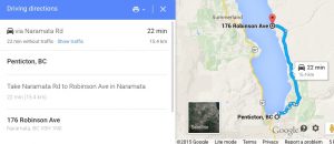 Penticton, BC to 176 Robinson Ave Naramata,BC V0H 1N0 Google_Maps